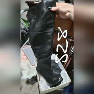 Black Leather Knee-High Boots